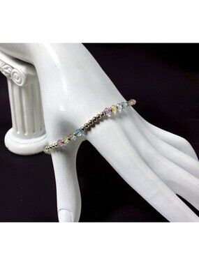 Vintage Made in Italy Sterling Silver Multicolor Beads Bracelet